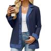 Women's Denim Blouse with Lapel Collar and Button Front - Loose Fit Long Sleeve Casual Top