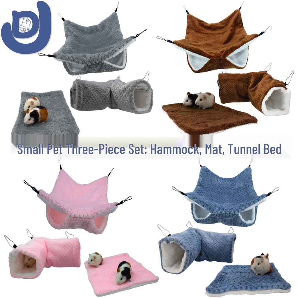 Double-Layer Small Pet Hideaway: Sugar Glider, Ferret, Guinea Pig, Hamster Tunnel & Mat