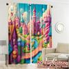 2pcs,Curtains Candy Castle Sweet Dreamscape (3) Contemporary Chic Curtains 100% Polyester Curtains Outdoor Decorations Use for