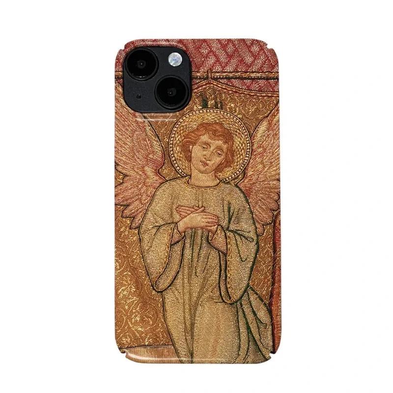 

luxury Clmj Angel Embroidery Art Phone Case for iPhone 16 15 14 13 12 11 Pro Max X XS XR XSMax 8 Plus Glossy Film Hard PC Cover iPhone 15