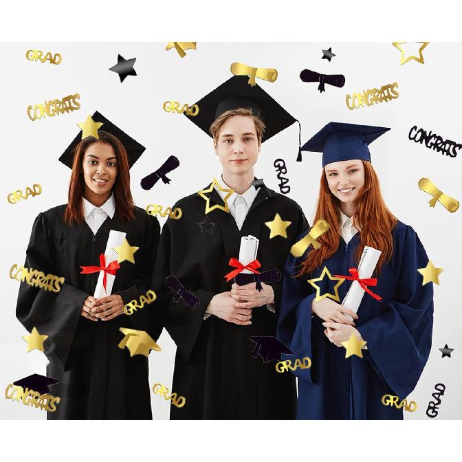 Gold and Black Graduation Confetti 2025, 1000 Pcs Grad Confetti Class of 2025 Party Table Centerpiece for 2025 Graduation Party Supplies