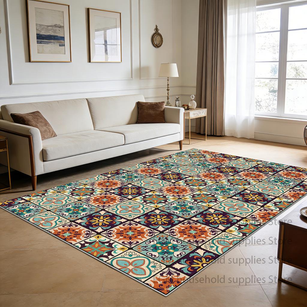 Colorful Ethnic Vintage Carpets Bohemian Living Room Decoration Large Area Rugs Washable Floor Fluffy Mat for Bedroom Bedside