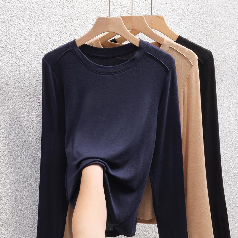 Women s Slimming Lyocell Tencel Long Sleeve Fishbone Wool Base Layer Top 2026. XL (58-63 kg)