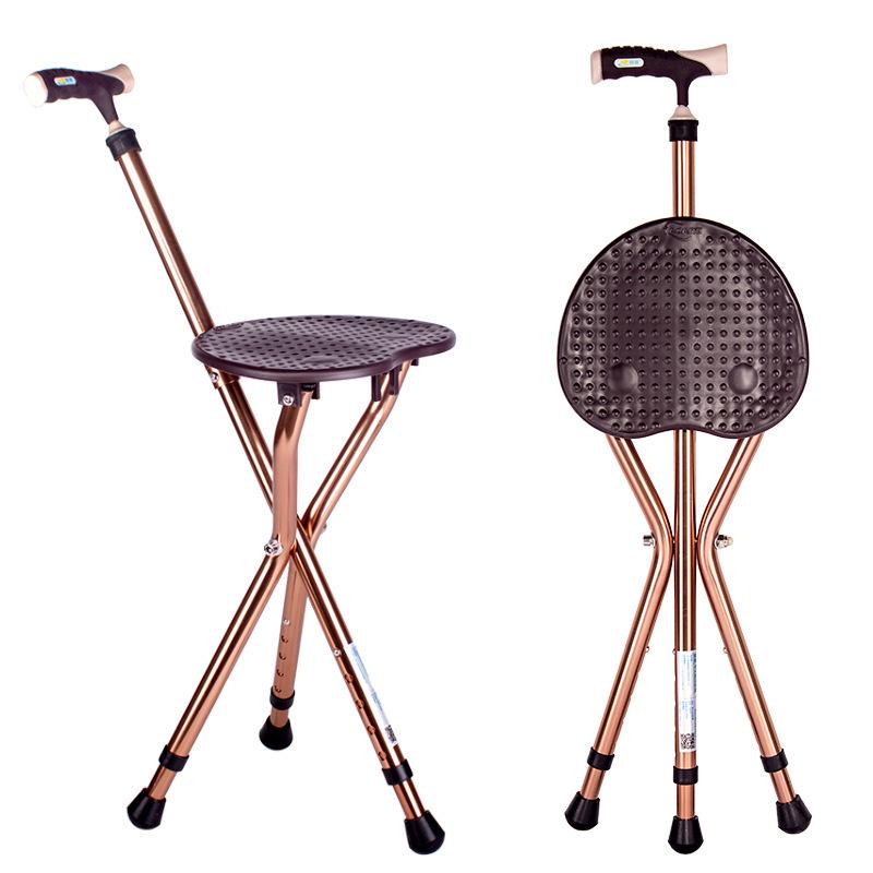 Lightweight Aluminum Walking Stick Stool with Seat - Non-Slip, Folding, and Triangular Design