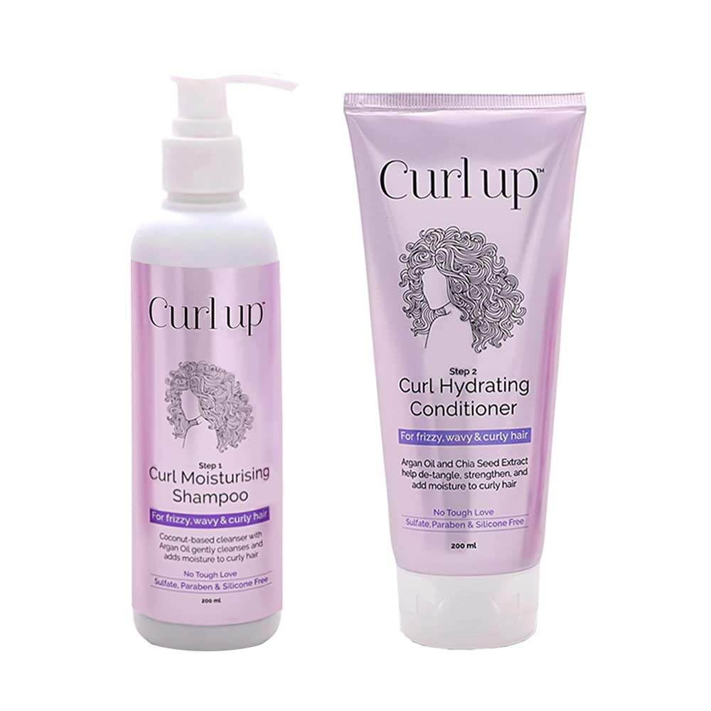 Curl Up Hair Wash Combo with Curly Hair Shampoo And Conditioner - For Dry Frizzy, Wavy & Curly Hair - Sulphate Paraben And Silicone Free (Combo of