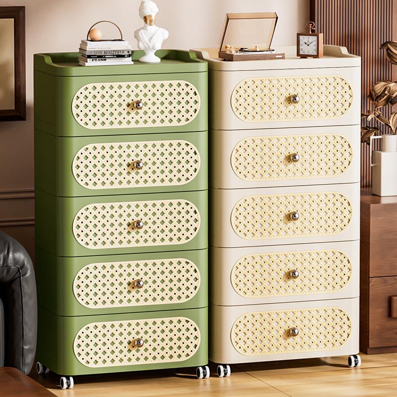 Nordic Style Movable Storage Cabinet with Drawers for Living Room or Bedroom