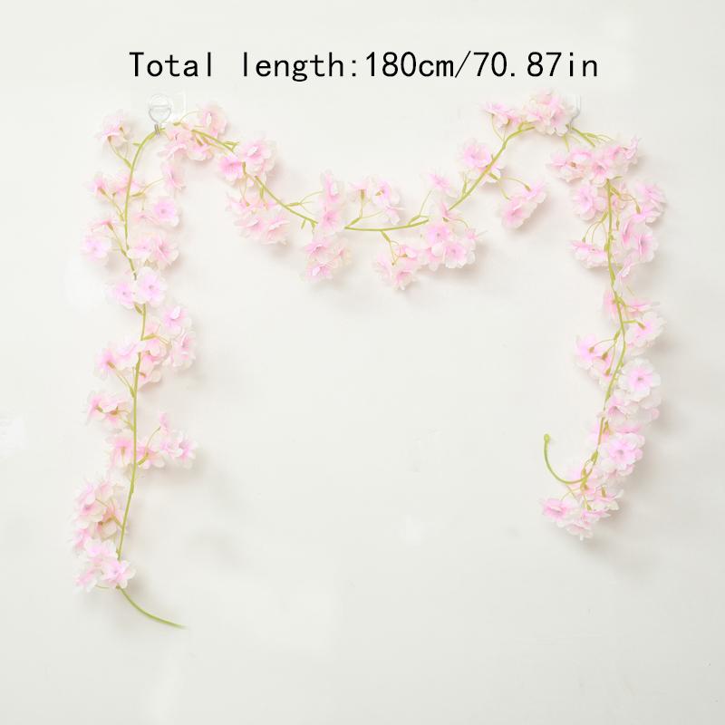 

Lush 70.8 Artificial Sakura Flowers Vine Wedding Garden Rose Arch Home Party Decoration Christmas Fake Silk Scrapbook Plant
