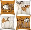 Fall Pumpkin Throw Pillow Covers Set of 4 Maple Leaves Love Autumn Thanksgiving Cushion Cases for Home Sofa Couch Farmhouse