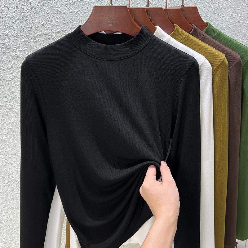 Modal long-sleeved women's thin inner with medium-neck bottoming shirt, new summer shirt