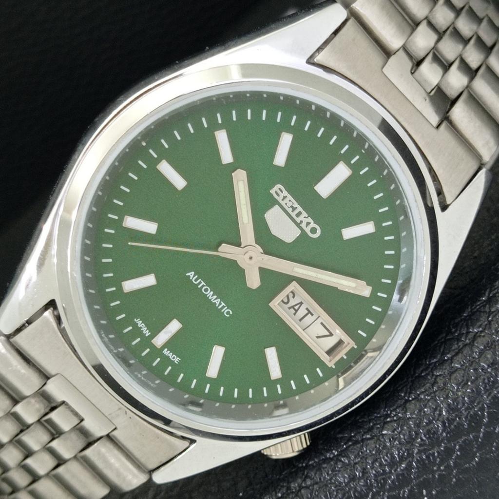 JAPAN VINTAGE SEIKO 5 AUTOMATIC REFURBISHED MENS GREEN DIAL WATCH a440582-9 Sk-a440582-1