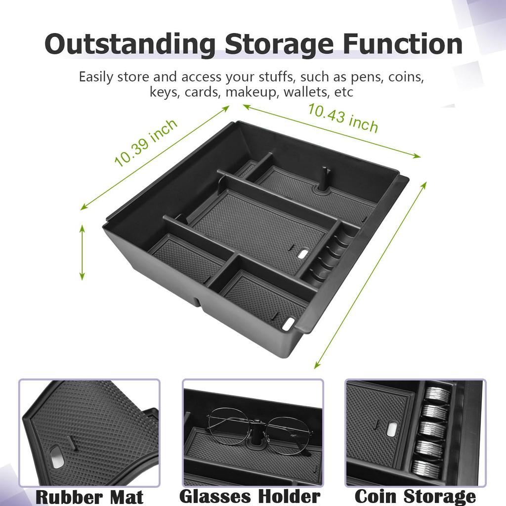 Armrest Storage Center Console Organizer for 2025-2025 Jeep Wagoneer/L, 2025-2025 Jeep Grand Wagoneer/L Interior Car Storage Box