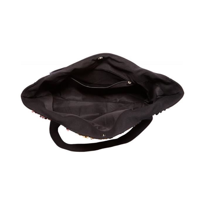 Tote Bag - LE TEMPS DES CERISES - METALIK 1 - Black/Taupe - 100% Polyester - Shoulder Bag