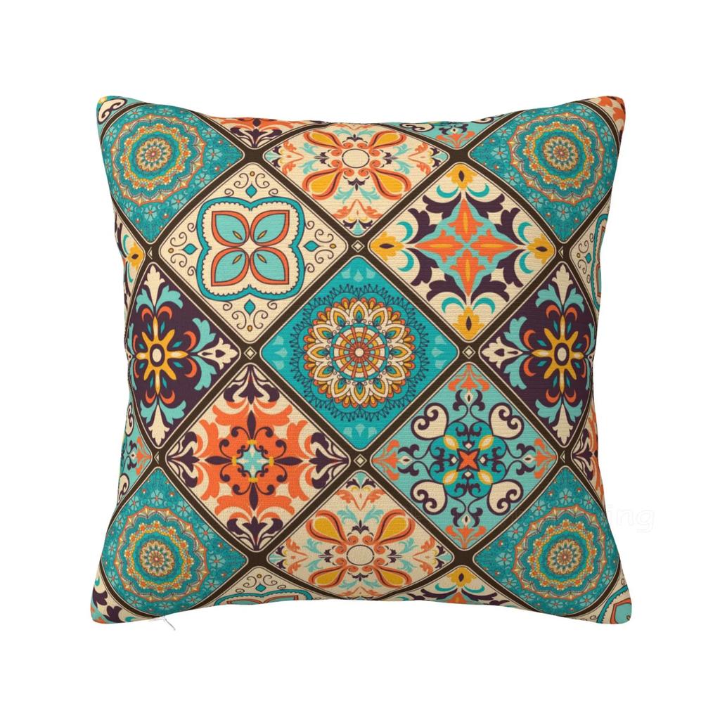 Boho Ethnic Traditional Pattern Pillowcase Home Office Car Body Pillow Case Cover Soft Cozy Cushion Cover for Sofa Bed 50x50cm