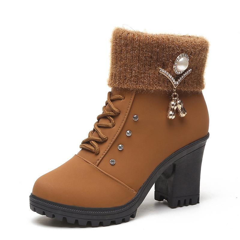 Women Boots Winter Designer High Heels Shoes Women 2025 New Short Plush Keep Warm High Platform Ankle Boots Elegant Botas Mujer