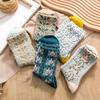 5 Pairs Flower Design Women Socks 3D Embossed 3D Embossed Flower Sock  Spring Summer