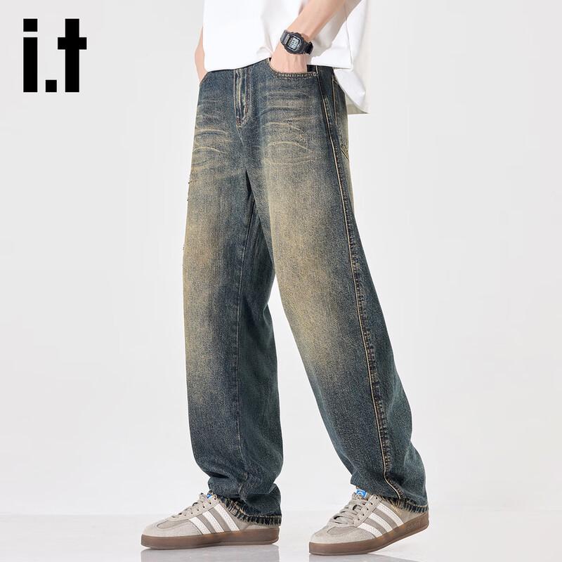 Izzue It Men's Retro Straight-Leg Loose Fit Jeans