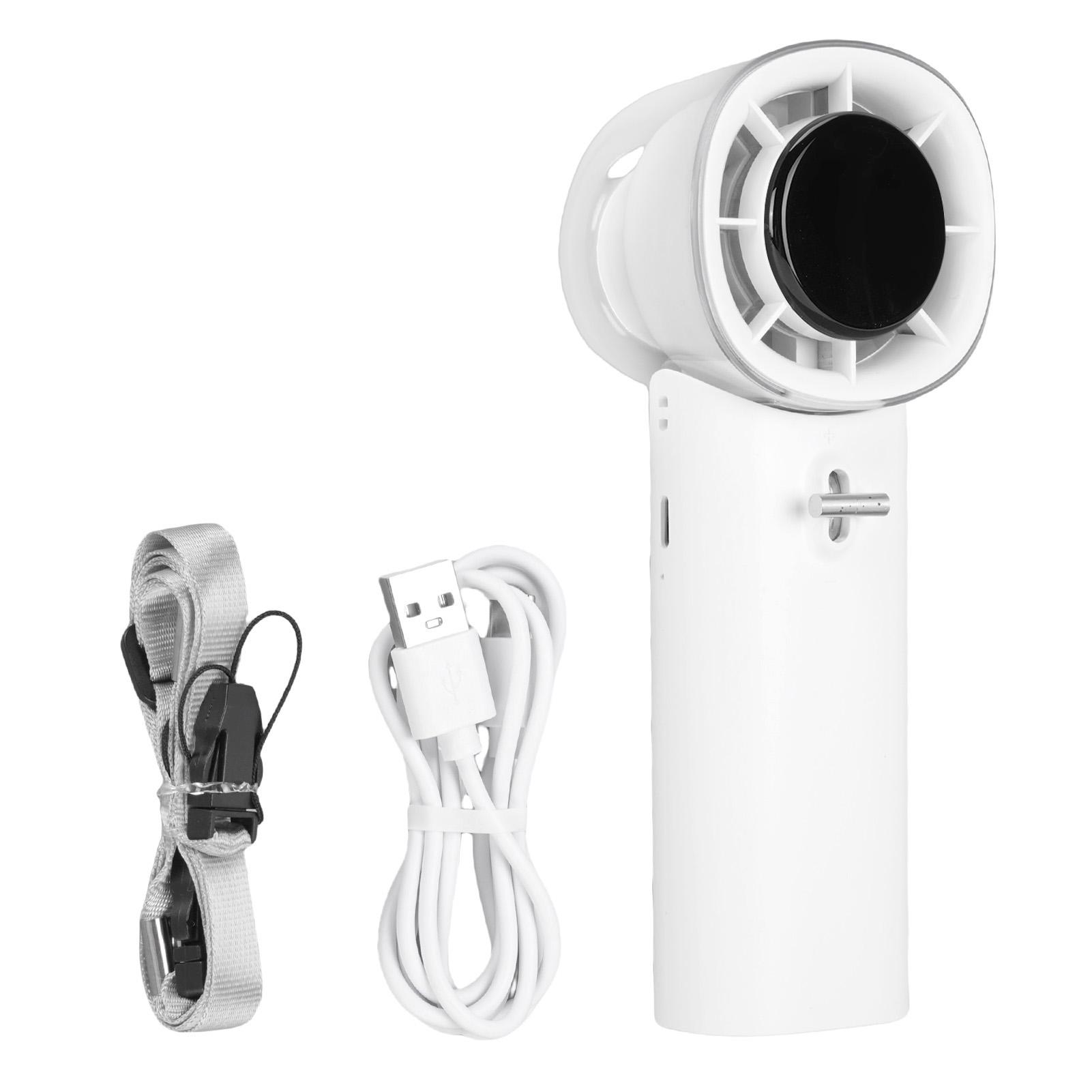 

Портативный ручной вентилятор Тихий 3600 мАч Аккумуляторный Работающий от батареи 128 скоростей Персональный Мини для путешествий белый
