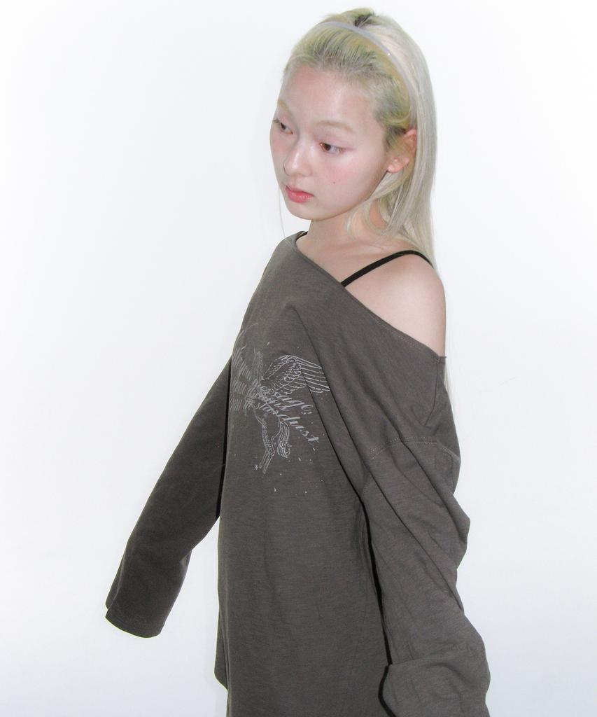 AMES-WORLDWIDE Unicorn Sheer Ls Tee Charcoal