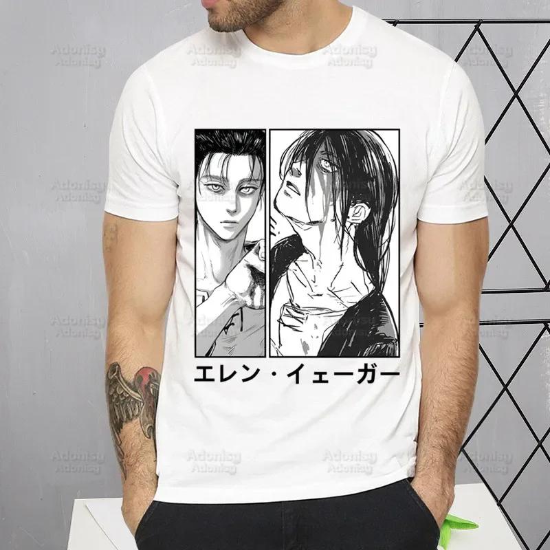 Shingeki No Kyojin T Shirt Men Short Sleeve Attack On Titan Tshirt Homme Manga Unisex Mikasa Eren Yeager Liberty T-shirt Tees