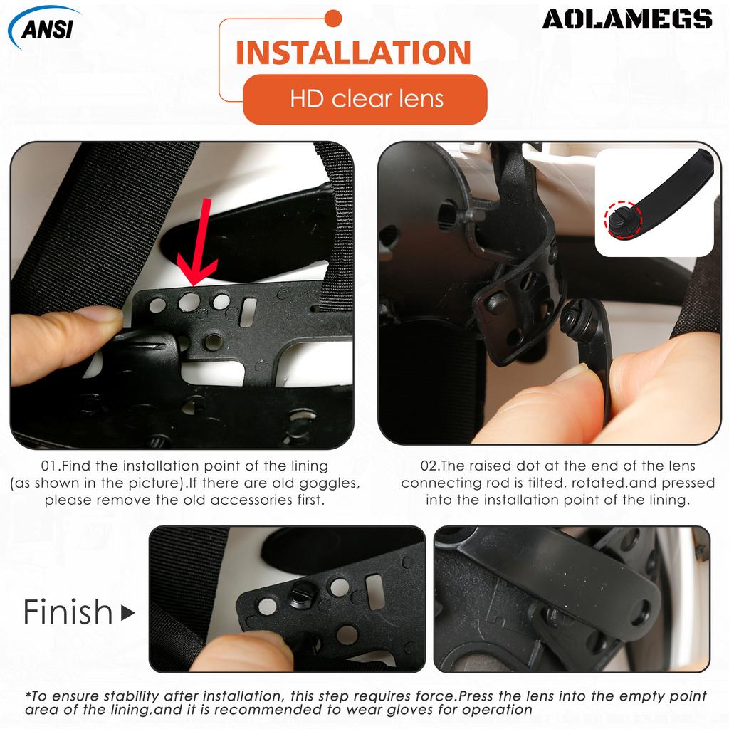 Goggles Accessories for Aolamegs Model ABS Safety Helmet With ANSI and CE Certification