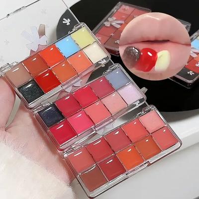 10-farebná zrkadlová krištáľová lesk na pery, hydratačný vodný pohár, červený pomarančový balzam na pery, sexy kyprá make-up paleta