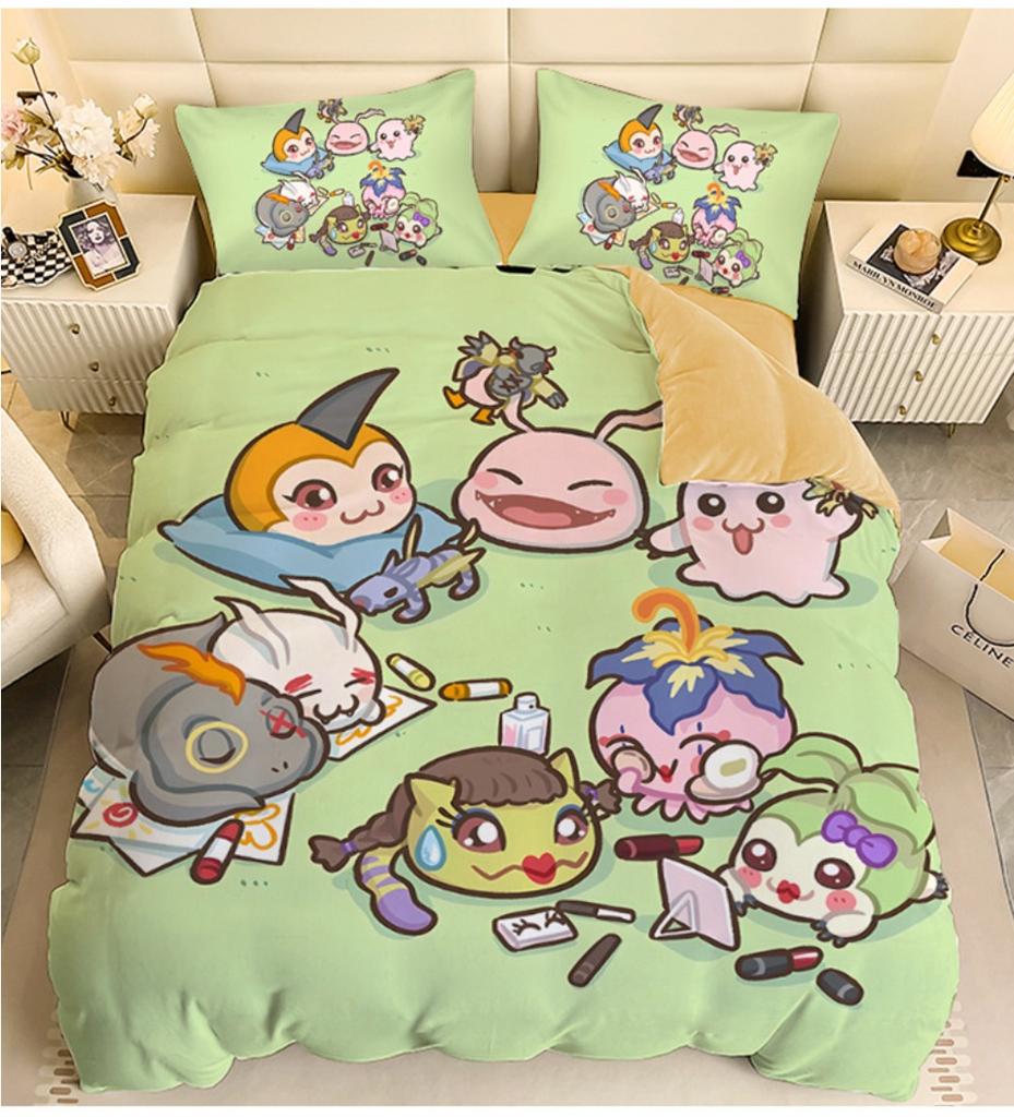 Anime Digital-monsters Bedding Set Digimon Duvet Cover and Pillowcases Unfilled Single Double Bed Adult Boy Girl Gift