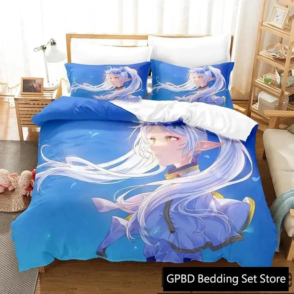3D Print Anime Frieren Comfortable Duvet Quilt Cover Pillowcase Bedding Set Children Bedroom Decoration Home Textile