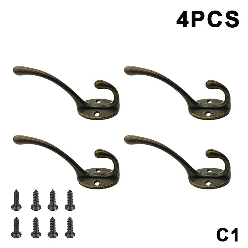 4/10Pcs Vintage Wall Hooks Zinc Alloy Hangers For Coats,Hats,Keys And Towels,Home Storage Decor Farmhouse Decor