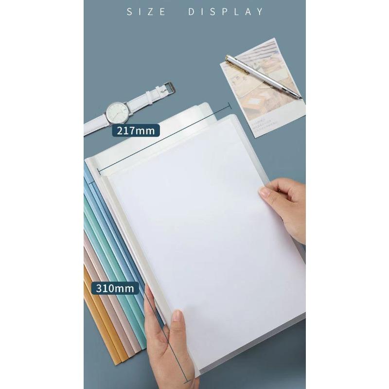 10PCS A4 Folder Transparent Tie Rod Clip Single Page Folder Student File Bag Office Supplies