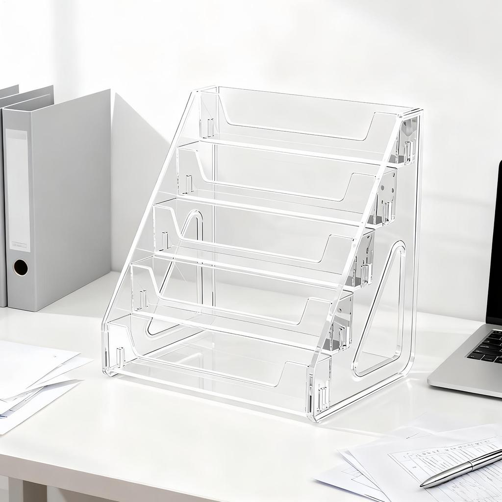 Baseball Card Display 5-Tier Acrylic Display Rack Clear Graded Card Shelf For Tabletop Desk Booth Organisation Collectible