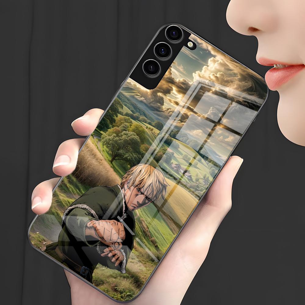 Black Vinland Saga Phone Case For Samsung S26 S25 Plus S20 S20 Plus S22 Ultra S23 FE S21 Plus S21 Ultra Glass Cover