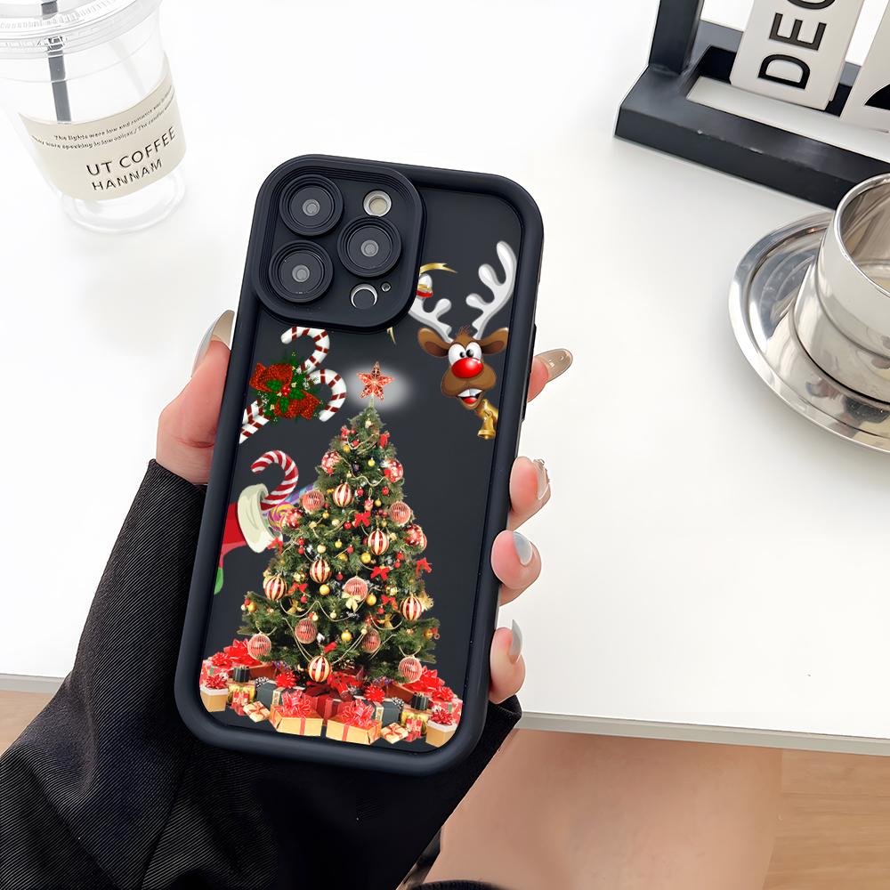 Coque de téléphone Père Noël Arbre de Noël Silicone Souple Pour IPhone 17 16 15 14 13 12 Mini 11 Pro Max Plus Protection Objectif Caméra Cov