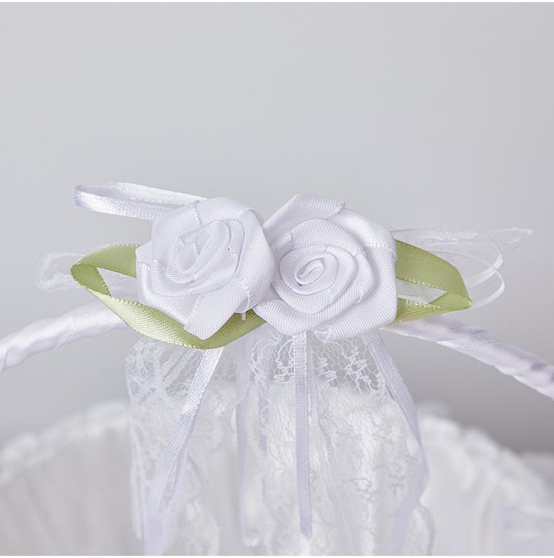European Style Milky White Flower Girl Basket for Weddings