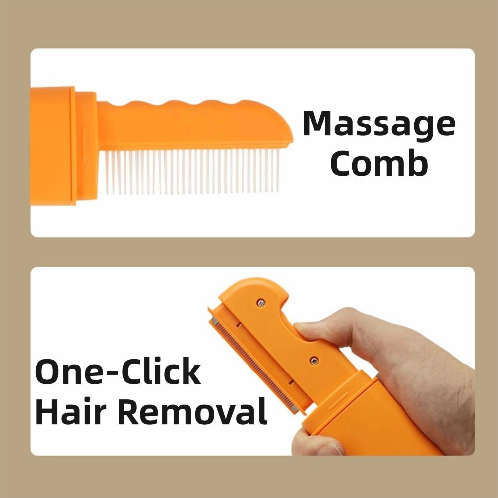 Foldable Pet Hair Removal Comb Rust-Resistant Dog Grooming Comb for Knotting and Massaging