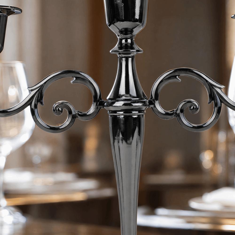 Black Antique Metal Candle Holder Metal Dinner Decor Candle Stand Dining Table Arrangement