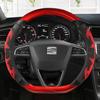 Husa Volan Auto Fibra De Carbon+Piele Antiderapante 38cm Pentru Seat Tarraco Arona Ateca Ibiza Toledo Mii Leon Arosa Exeo ST FR