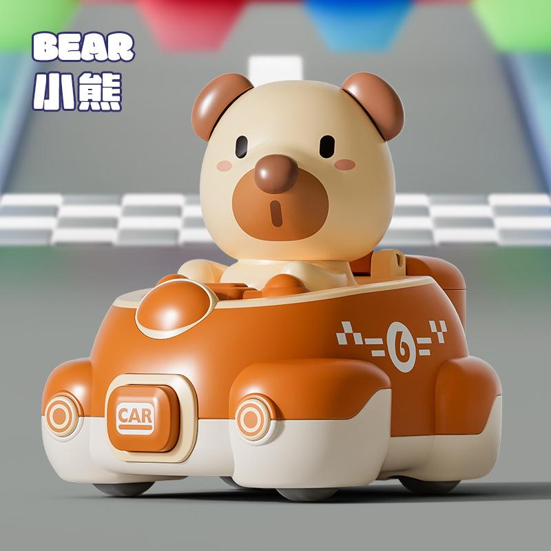Children'S Collision Car Cartoon Cute Pet Animal Inertia Press Ejection Car Puzzle Sliding Toy Car