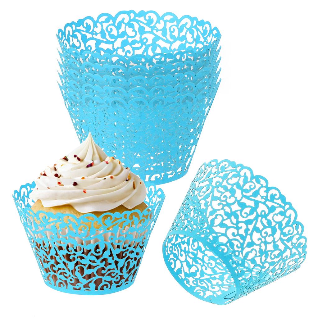 50pcs Baking Cups Standard Vine Decoration Laser cut Cupcake Wrappers Cake Toppers for Anniversary Birthday Weddings Parties