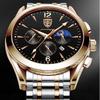 Poedagar 829 Luxury Men Watch Chronograph Quartz Stainless Steel Band Waterproof Luminous Hands Casual Business Wristwatch