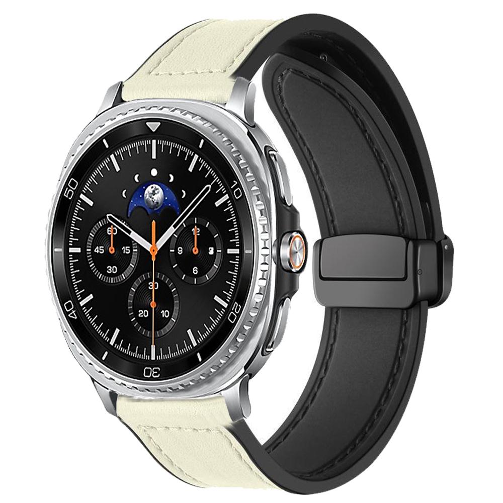 Leather+Silicone Strap for Samsung Galaxy Watch8 44mm 40mm Classic 46mm Magnetic Buckle Wristband for Galaxy Watch Ultra 2025 47mmBelt