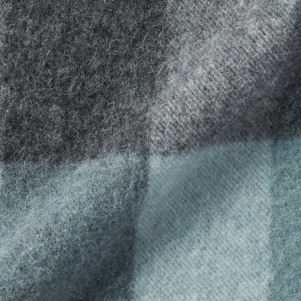 MUJI Fluffy Wool Large Stole (Check) Unisex Adult DDD40A5A Charcoal Gray Check 60 X 200cm