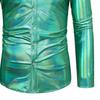 Men Disco Shirt Shiny Golden Sequin Metallic Dress Shirt Lapel Long Sleeve