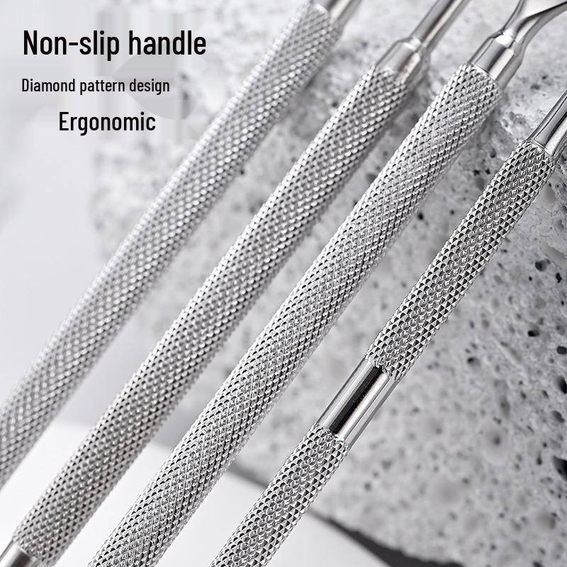Thin Stainless Steel Nail Art Cuticle Pusher and Burr Remover