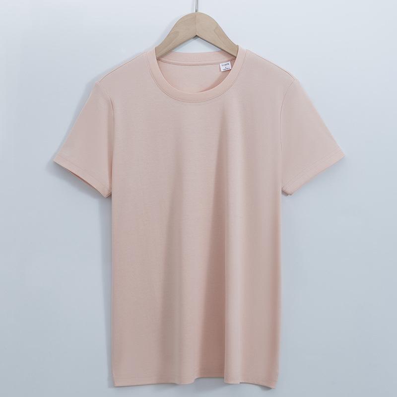 2026 High-Quality Double-Sided Liquid Ammonia Mercerized Cotton T-Shirt for Women, Summer Pure Cotton Versatile Round Neck Short Sleeve