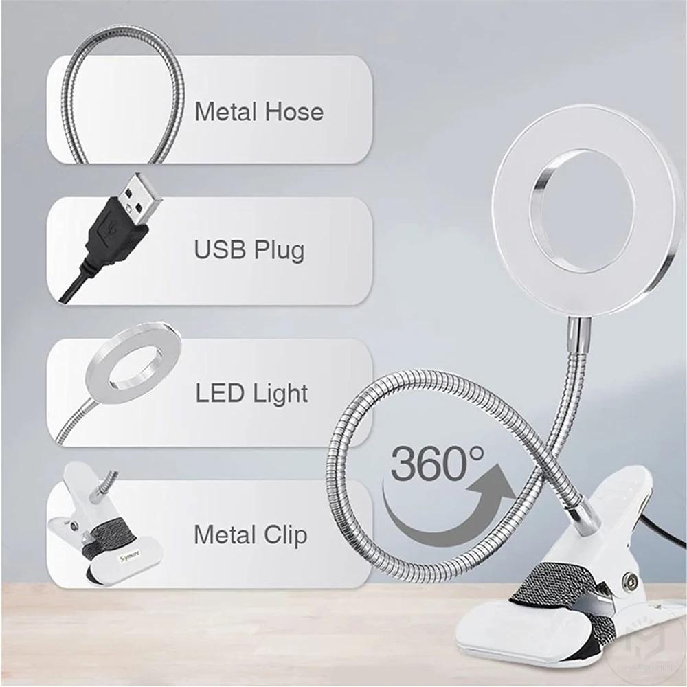 48 LED USB Book Light Clip Desk Lamp Reading Light with 3 Color Mode 10 Brightness Dimmer 360° Flexible Gooseneck Bed Night Lamp