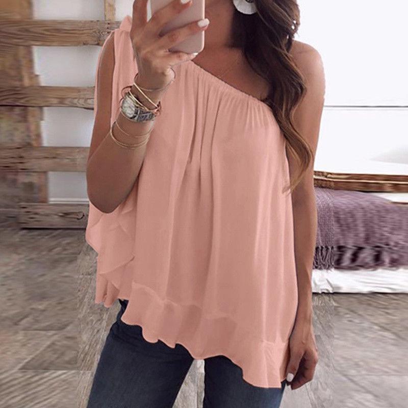 

Casual One Womens Off Shoulder Shirt Blouse Ladies Loose Tshirts Tops Size Plus Pink,3XL