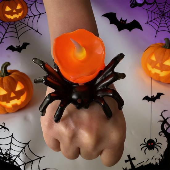 Halloween Wristband, LED Light Up Bracelets, Spooky Skull Eyeball Spider Pumpkin Wrist Bands for Halloween Party Supplies