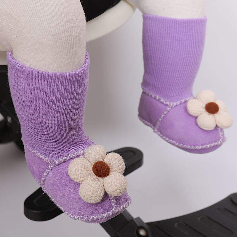 Winter Soft-soled Newborn Baby Cotton Shoes 0-6 Months Thickened Baby Anti-drop Socks Shoes Keep Warm and Do Not Lose Fluff Shoes