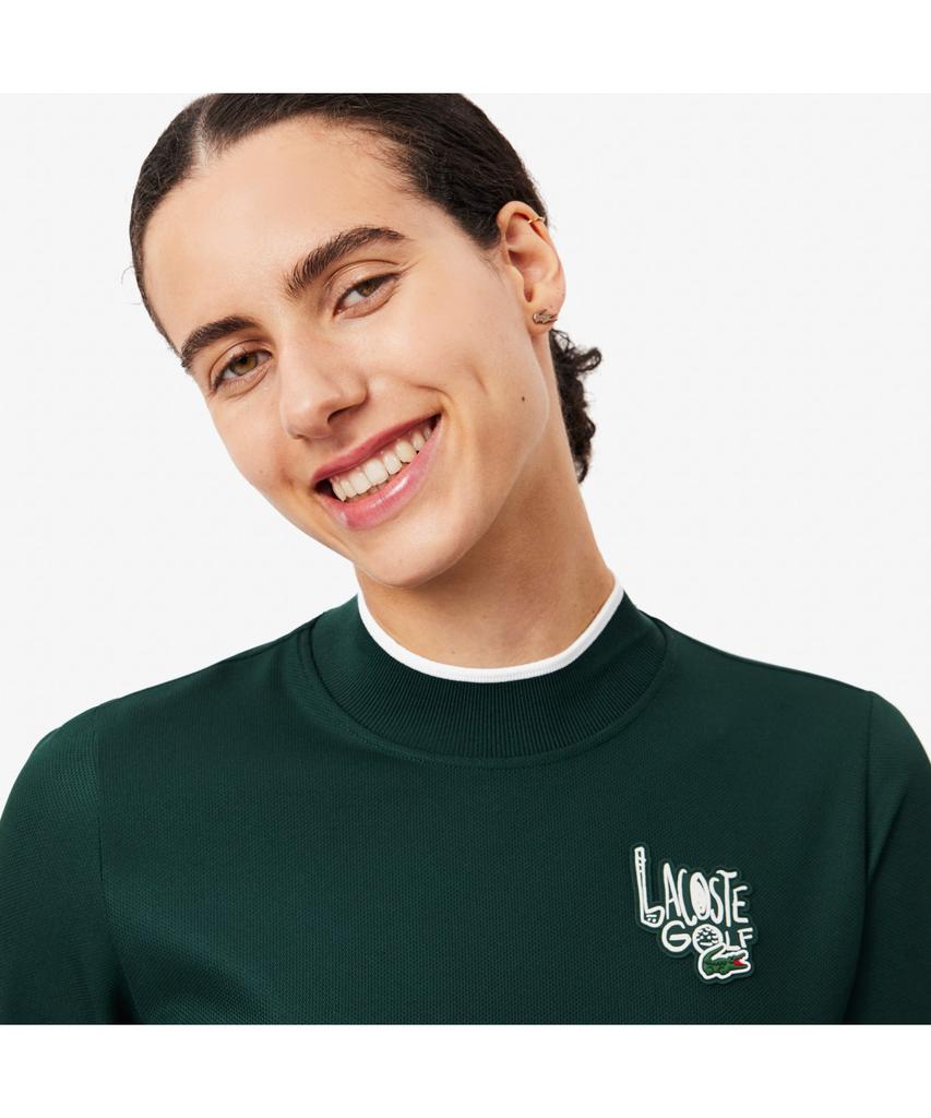 LACOSTE Women'S Graphic Point Mock Neck Long Sleeve T-Shirt Tf2765-54N Yzp