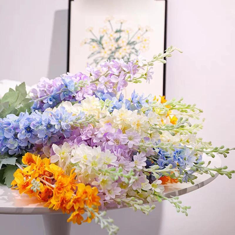8 Stück Hohe Delphinium Kunstblumen Großhandel Weiß Rosa Seiden-Rittersporn für Vase Zuhause Hochzeit Blumendekoration